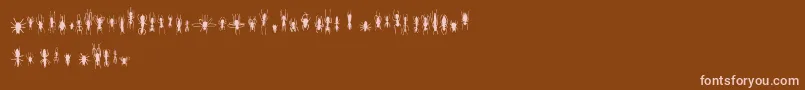 Saiba mais sobre a fonte FeWinBugs Fonte FeWinBugs – fontes rosa em um fundo marrom