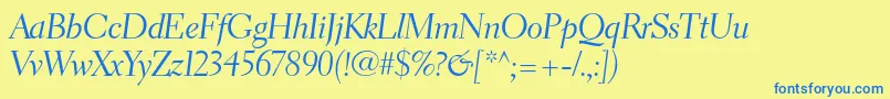 Weitere Informationen zur ElectraltstdCursivedisplay-Schriftart ElectraltstdCursivedisplay-Schriftart – Blaue Schriften auf gelbem Hintergrund