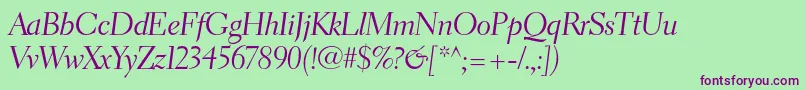 ElectraltstdCursivedisplay Font – Purple Fonts on Green Background