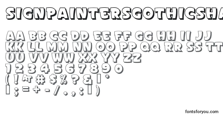 Czcionka SignPaintersGothicShadedJl – alfabet, cyfry, specjalne znaki