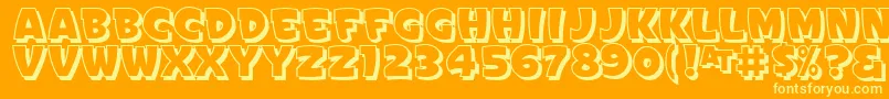 SignPaintersGothicShadedJl-fontti – keltaiset fontit oranssilla taustalla
