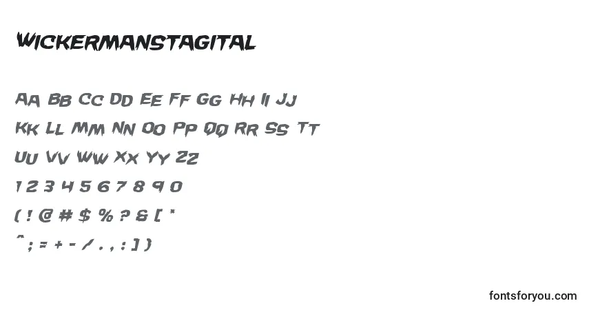 Schriftart Wickermanstagital – Alphabet, Zahlen, spezielle Symbole