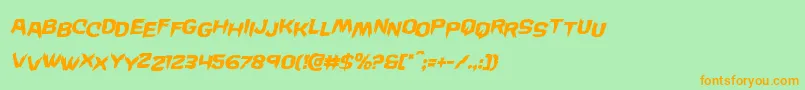 フォントWickermanstagital – オレンジの文字が緑の背景にあります。