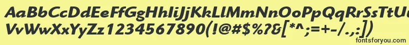 Fonte ItcHighlanderLtBoldItalic – fontes pretas em um fundo amarelo