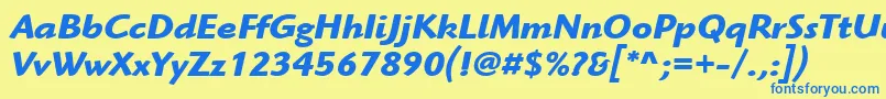 ItcHighlanderLtBoldItalic Font – Blue Fonts on Yellow Background