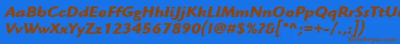 Fonte ItcHighlanderLtBoldItalic – fontes marrons em um fundo azul