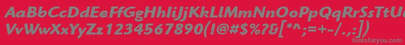 Czcionka ItcHighlanderLtBoldItalic – szare czcionki na czerwonym tle