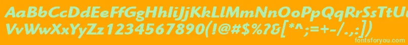 Шрифт ItcHighlanderLtBoldItalic – зелёные шрифты на оранжевом фоне