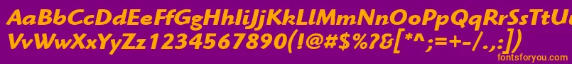 Fonte ItcHighlanderLtBoldItalic – fontes laranjas em um fundo violeta