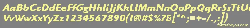 Czcionka ItcHighlanderLtBoldItalic – żółte czcionki na szarym tle