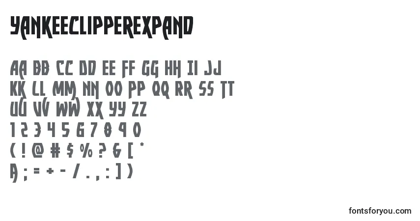 Yankeeclipperexpand-fontti – aakkoset, numerot, erikoismerkit