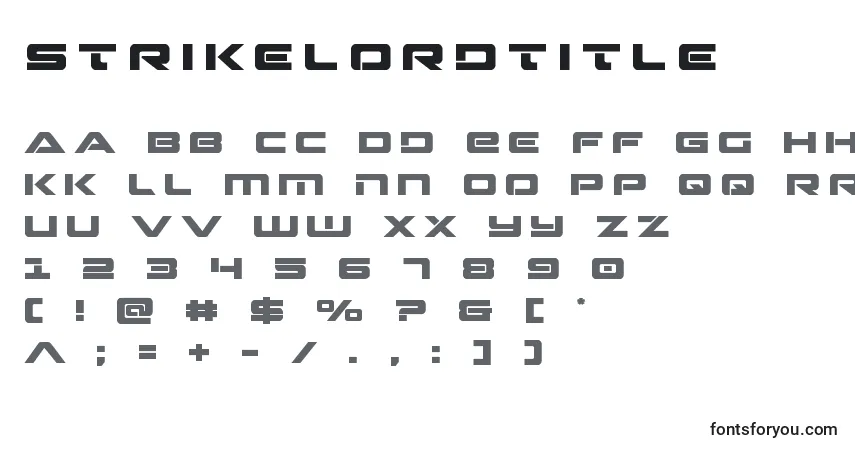 Czcionka Strikelordtitle – alfabet, cyfry, specjalne znaki