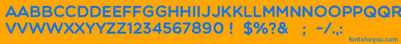 Multicolore-Schriftart – Blaue Schriften auf orangefarbenem Hintergrund