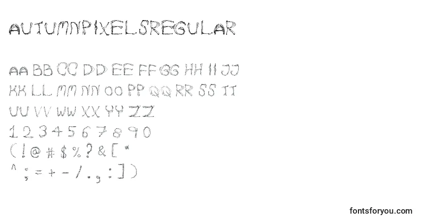 Schriftart AutumnpixelsRegular – Alphabet, Zahlen, spezielle Symbole