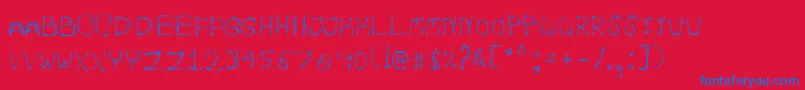 AutumnpixelsRegular-Schriftart – Blaue Schriften auf rotem Hintergrund