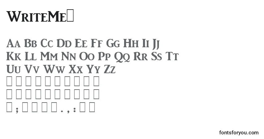 Czcionka WriteMe1 – alfabet, cyfry, specjalne znaki