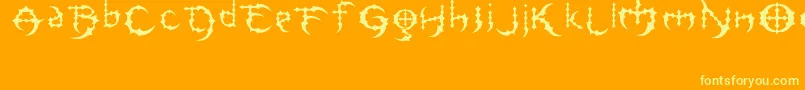 MeguidoJed Font – Yellow Fonts on Orange Background