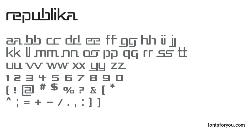 Fuente Republika - alfabeto, números, caracteres especiales