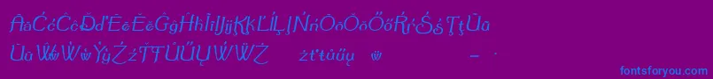 SummertimeExtraOblique-Schriftart – Blaue Schriften auf violettem Hintergrund