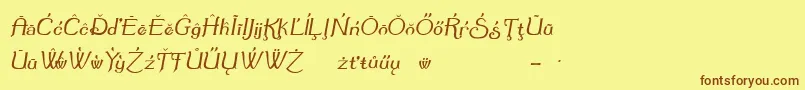 Czcionka SummertimeExtraOblique – brązowe czcionki na żółtym tle