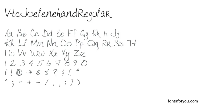 Schriftart VtcJoelenehandRegular – Alphabet, Zahlen, spezielle Symbole