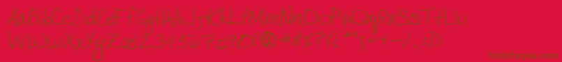 VtcJoelenehandRegular Font – Brown Fonts on Red Background