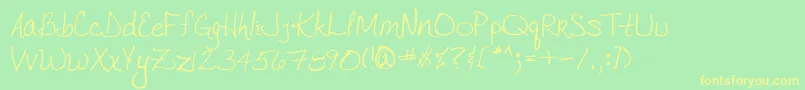 VtcJoelenehandRegular Font – Yellow Fonts on Green Background