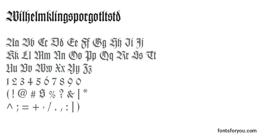 Шрифт Wilhelmklingsporgotltstd – алфавит, цифры, специальные символы