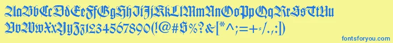 Wilhelmklingsporgotltstd-Schriftart – Blaue Schriften auf gelbem Hintergrund
