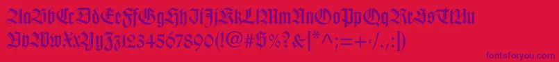 フォントWilhelmklingsporgotltstd – 赤い背景に紫のフォント