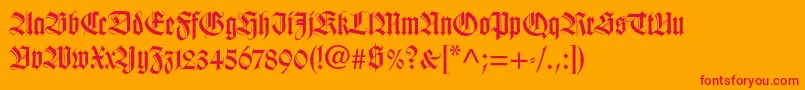 Шрифт Wilhelmklingsporgotltstd – красные шрифты на оранжевом фоне
