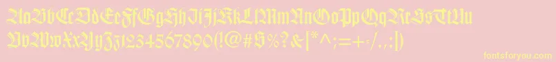 Weitere Informationen zur Wilhelmklingsporgotltstd-Schriftart Wilhelmklingsporgotltstd-Schriftart – Gelbe Schriften auf rosa Hintergrund