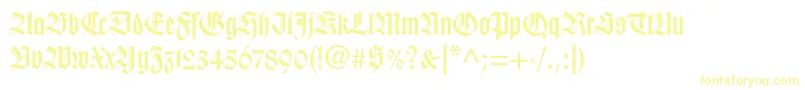 Wilhelmklingsporgotltstd-Schriftart – Gelbe Schriften auf weißem Hintergrund