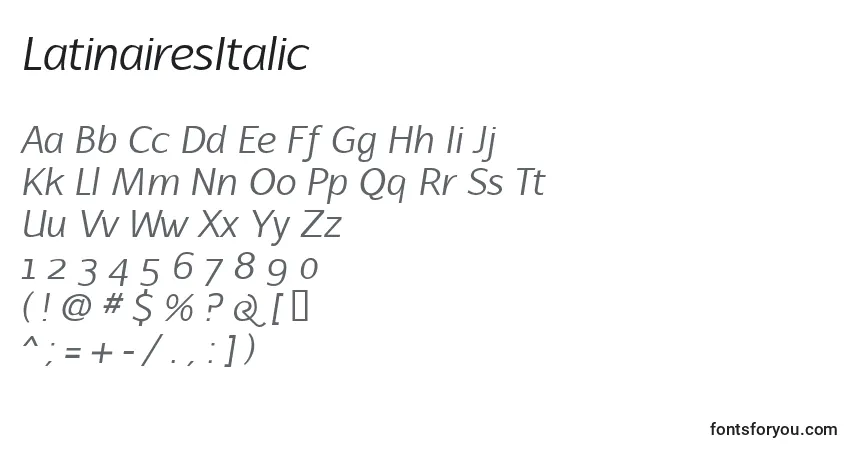 Шрифт LatinairesItalic – алфавит, цифры, специальные символы