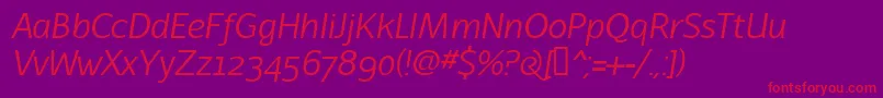 LatinairesItalic Font – Red Fonts on Purple Background