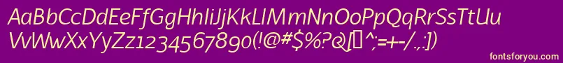 LatinairesItalic Font – Yellow Fonts on Purple Background