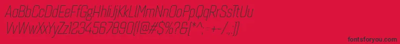 フォントQuarcacondlightitalic – 赤い背景に黒い文字