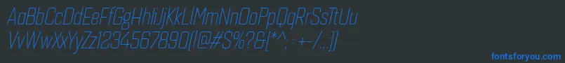 Quarcacondlightitalic Font – Blue Fonts on Black Background