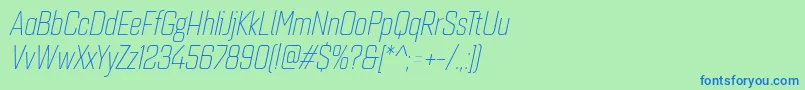 Шрифт Quarcacondlightitalic – синие шрифты на зелёном фоне
