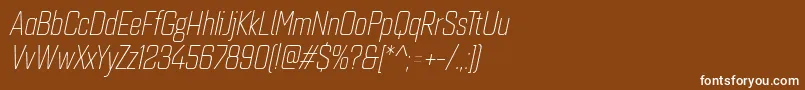 フォントQuarcacondlightitalic – 茶色の背景に白い文字