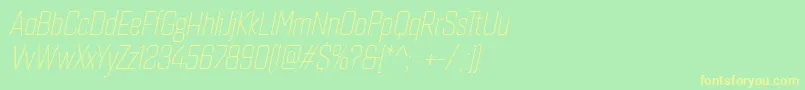 Quarcacondlightitalic Font – Yellow Fonts on Green Background