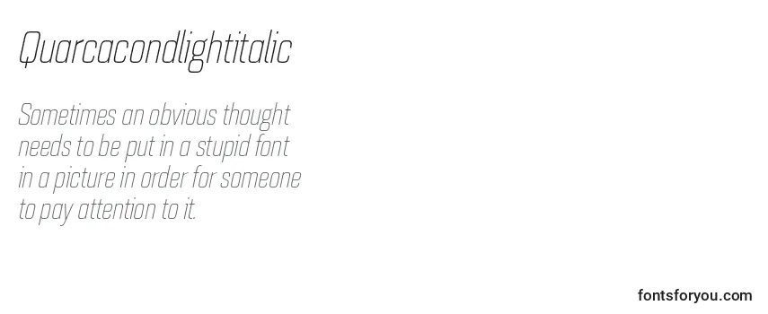 Review of the Quarcacondlightitalic Font