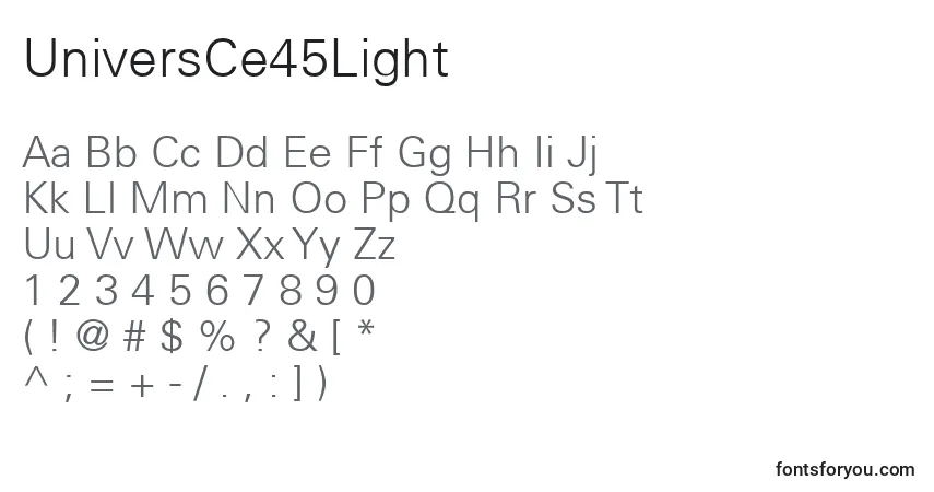 UniversCe45Lightフォント–アルファベット、数字、特殊文字