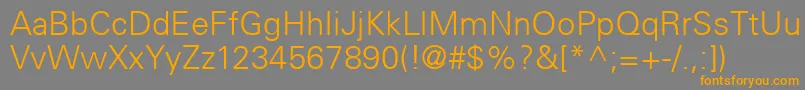 UniversCe45Light-Schriftart – Orangefarbene Schriften auf grauem Hintergrund