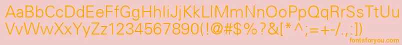 UniversCe45Light-Schriftart – Orangefarbene Schriften auf rosa Hintergrund