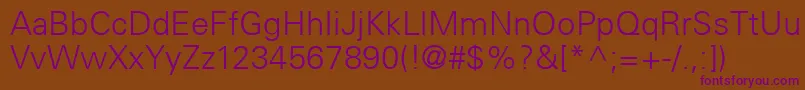 UniversCe45Light-Schriftart – Violette Schriften auf braunem Hintergrund
