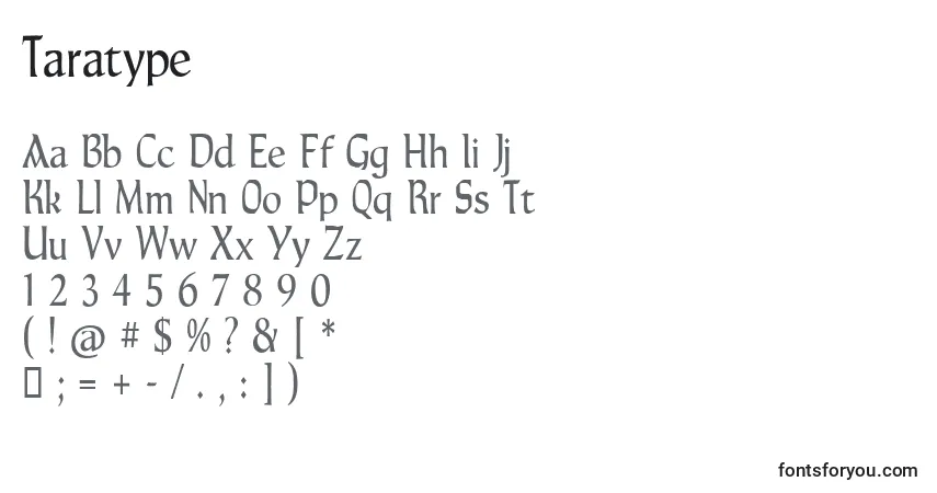 Taratype Font – alphabet, numbers, special characters