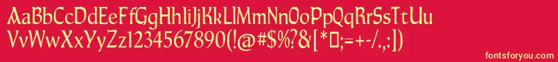 Taratype Font – Yellow Fonts on Red Background