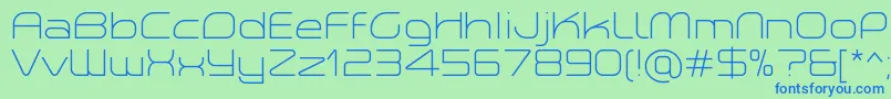 Шрифт PlanetiumXLightDemo – синие шрифты на зелёном фоне