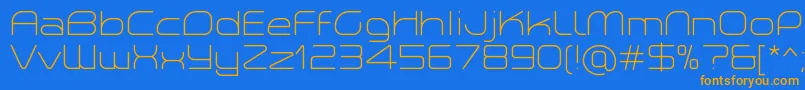 PlanetiumXLightDemo-Schriftart – Orangefarbene Schriften auf blauem Hintergrund